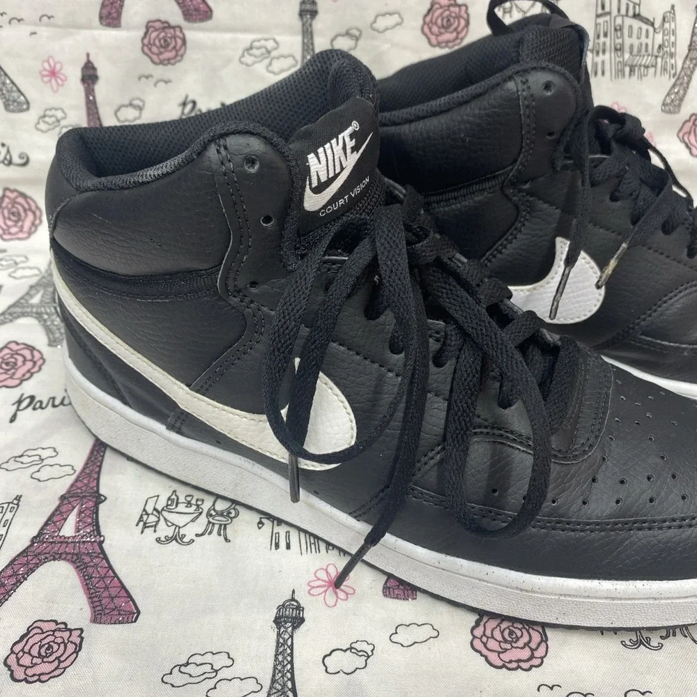 Nike COURT VISION MID Basketball Sneakers Black White DN3577 001 Men's 8.5